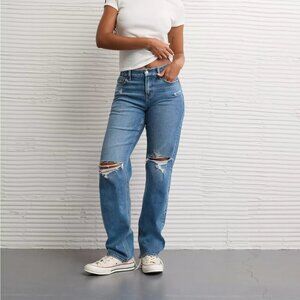 Women's AE Stretch Curvy Ripped Straight Jean